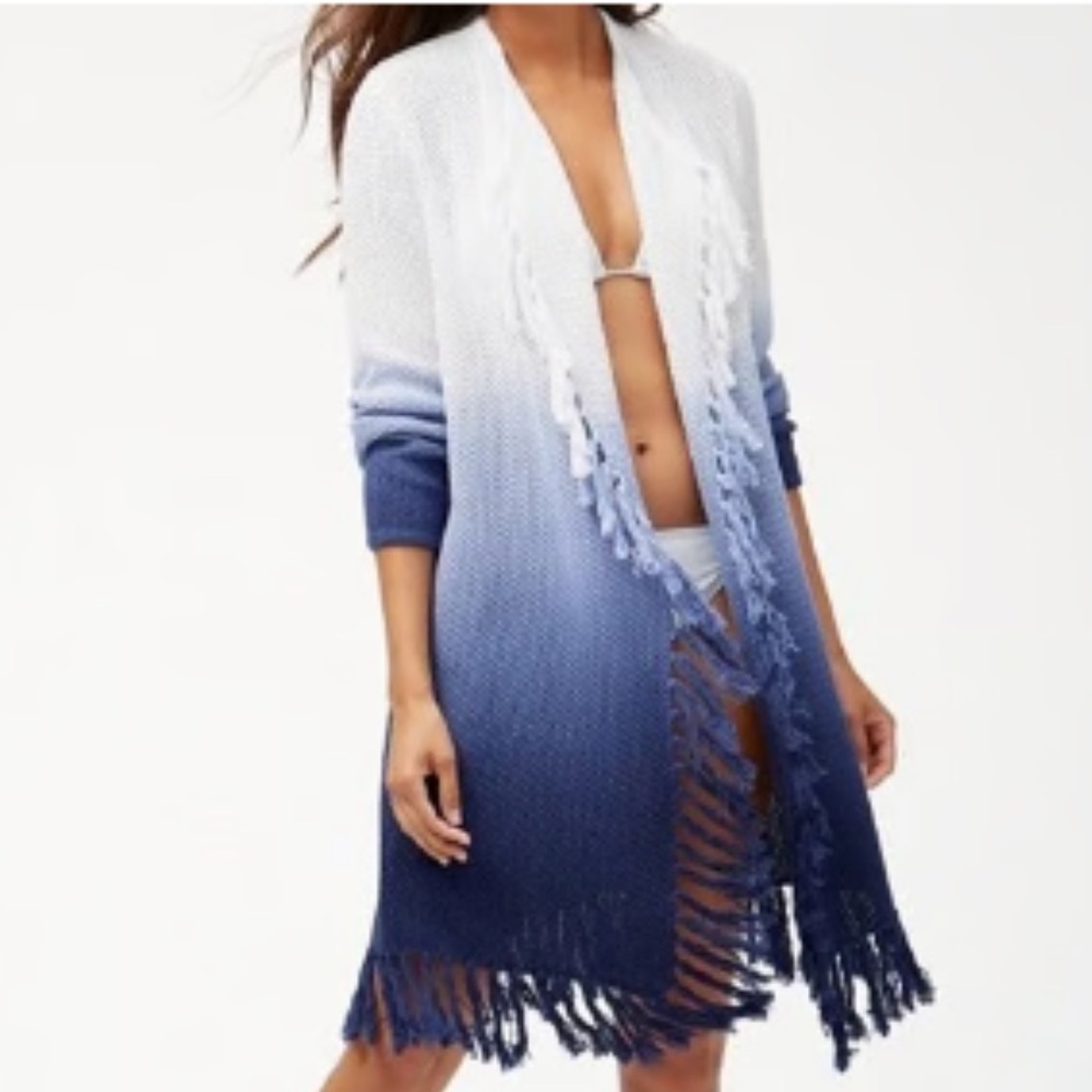 Tommy Bahama Blue Tie Dye Swim Coverup with Fringe